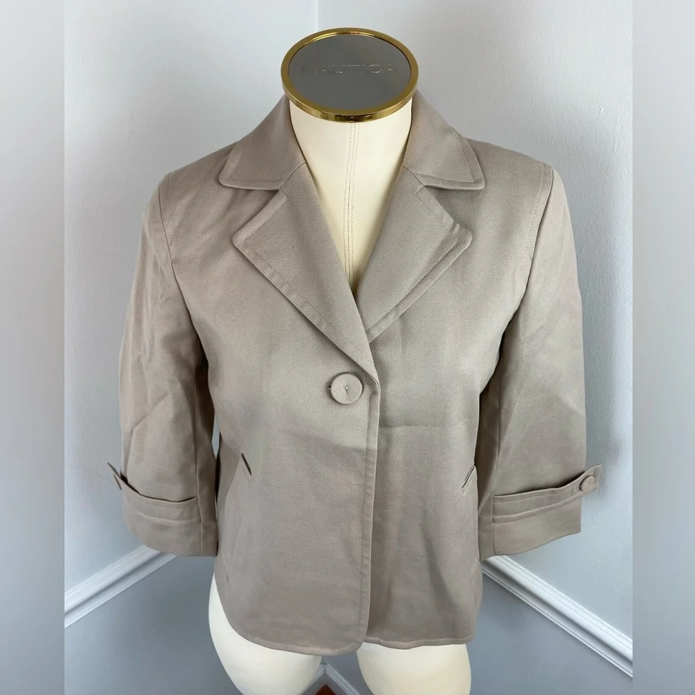 TALBOTS Petites Beige Jacket/Blazer | Size 2P - Picture 2 of 11
